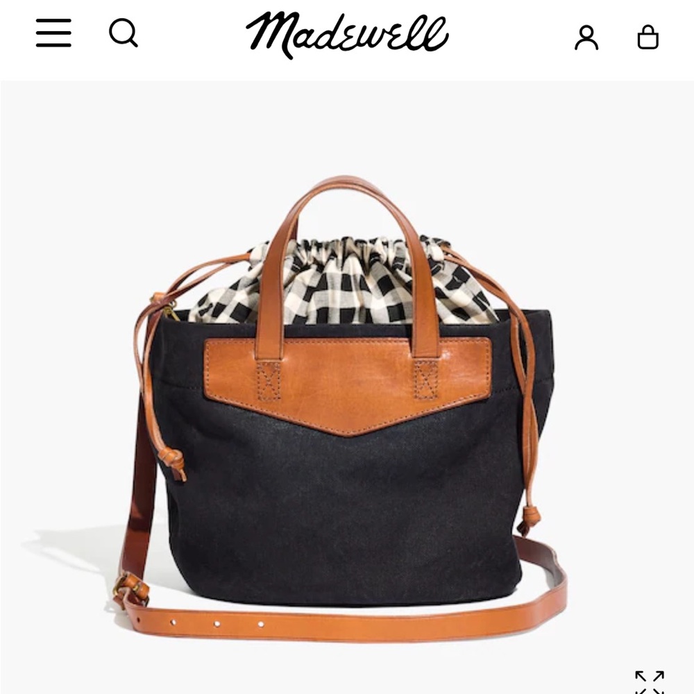 MADEWELL The Canvas Mini Drawstring Crossbody Bag COLOR True Black Multi
